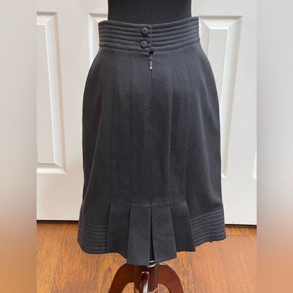 Fendi Black Pleated Wool-Blend Skirt - Size 44 - Made in Italy - Picture 2 of 5